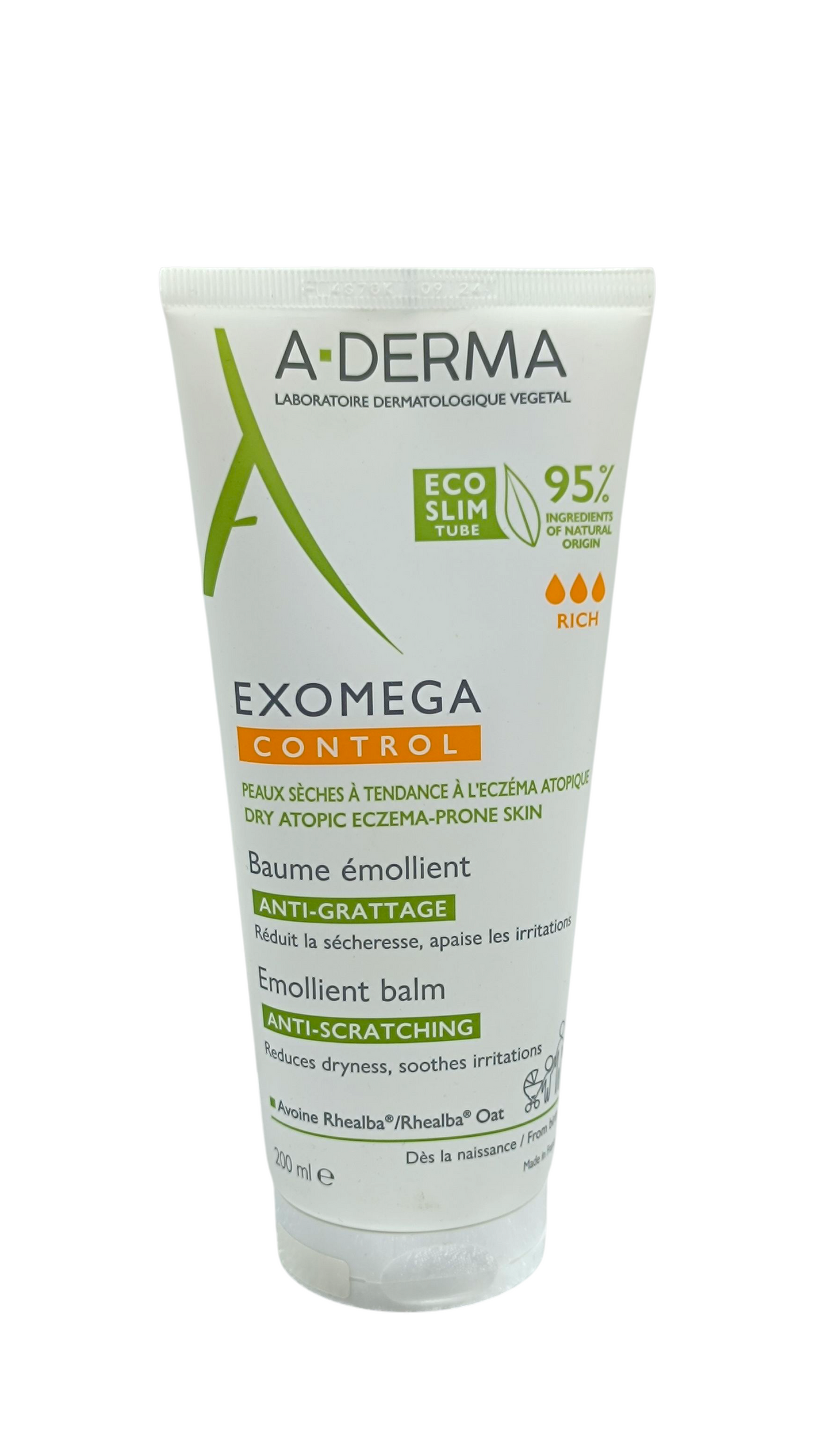 A-Derma Exomega Control Baume Émollient Anti-grattage Cosmétique Stérile 200ml