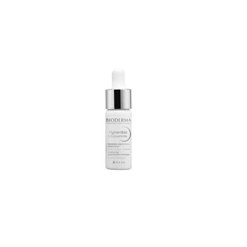 Bioderma Pigmentbio C-Concentrate 15ml, flacon blanc avec bouchon pipette