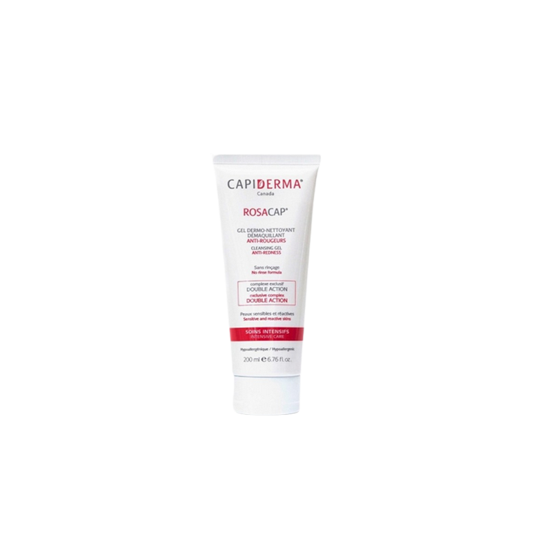 Capiderma Rosacap Gel Nettoyant démaquillant anti-rougeurs 200ml tube souple blanc avec bouchon a clips