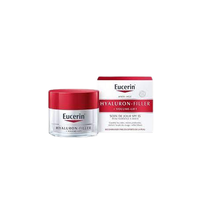 Eucerin Hyaluron-filler + Volume-lift Soin de Jour Peau Normale à Mixte 50ml pot transparent avec bouchon grenat à vis