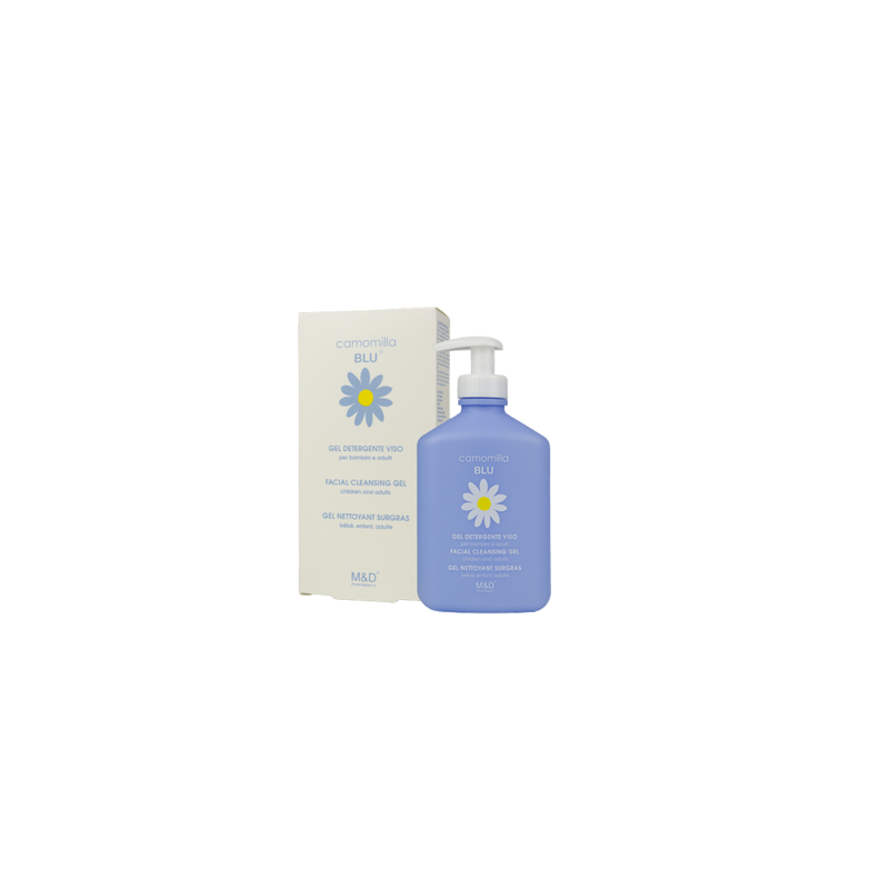 M&D Camomilla Blu Gel Nettoyant Surgras Bébé, Enfant, Adulte 300ml flacon bleu ciel avec système pompe