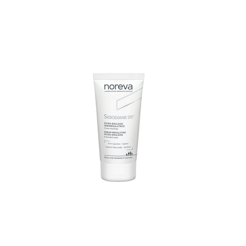 Noreva Sebodiane DS Micro-Emulsion Séborégulatrice 30ml, tube blanc plastique avec capuchon clips
