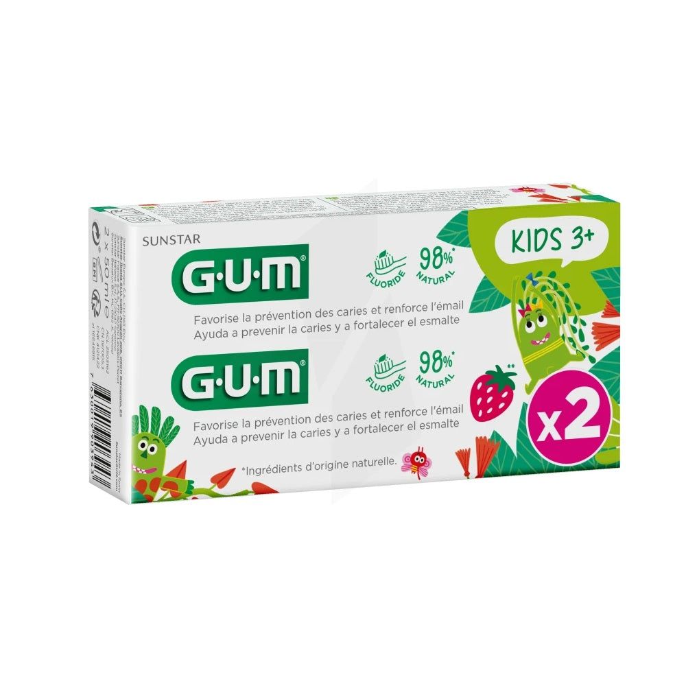 GUM Dentifrices Kids 3ans+ Pack 50mlx2