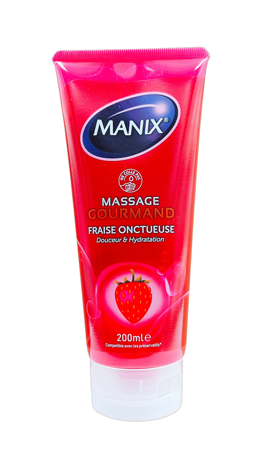 Manix Gel Massage Gourmand Fraise Comestible 200ml