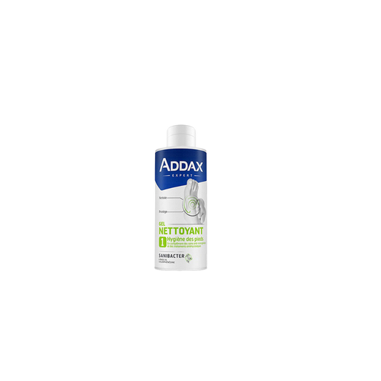 Addax Sanibacter Antibacterien-Antifongique 1er Gel Antiseptique du Pied 125ml flacon bleu et blanc avec bouchon vis