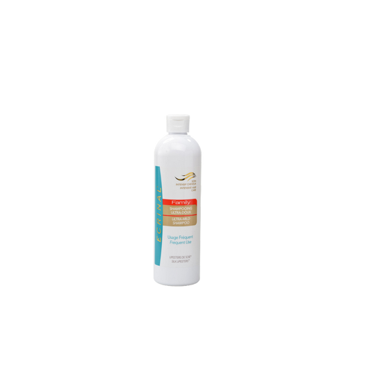 ecrinal shampoing ultra doux 400ml flacon blanc et bleu ciel avec bouchon clips