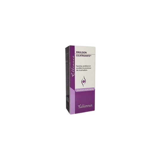 Elliance Emulsion Cicatrisante 40ml dans sa boite cartonnée blanche et violet